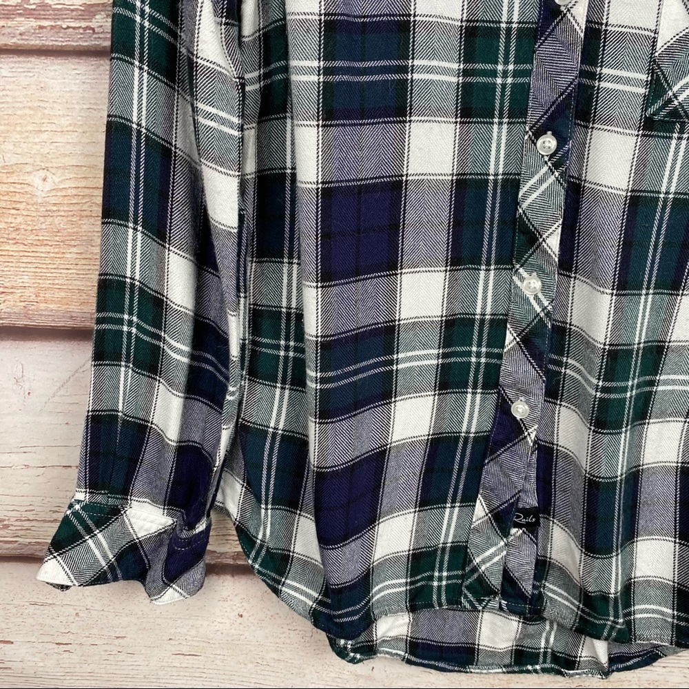 Rails Women’s Blue Checkered Plaid Button Blouse - image 5